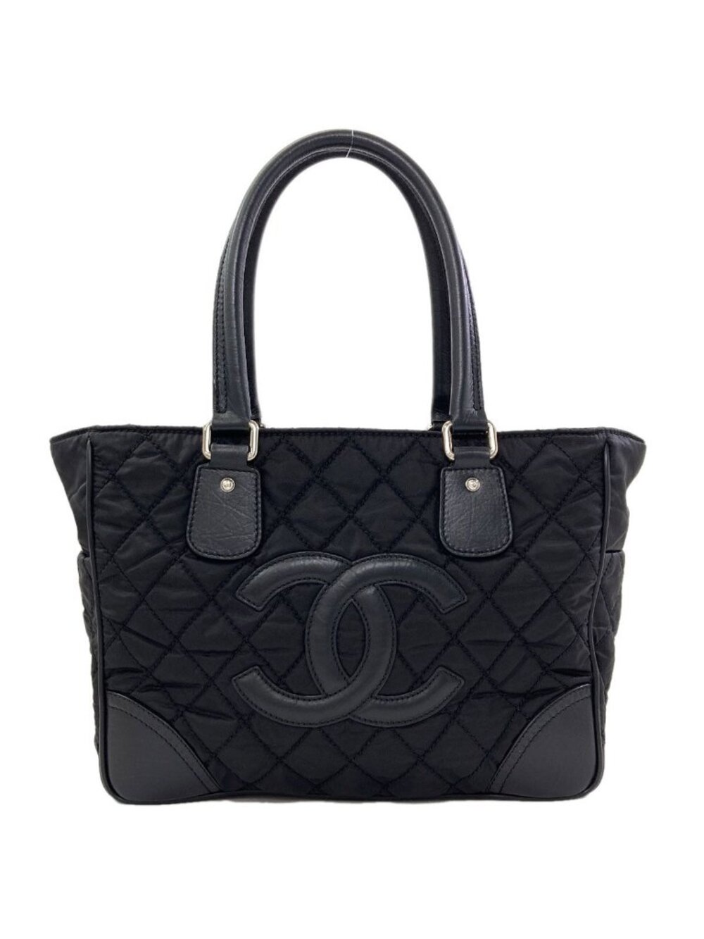 Chanel Paris New York Line Silver Tote Bag Nylon